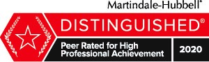 Martindale-Hubbell | AV Preeminent | Peer Rated For Highest Level Of professional Excellence | 2020