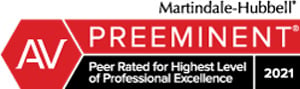 AV - Martindale Hubbel - Preeminent - Peer Rated For Highest Level Of professional Excellence - 2021